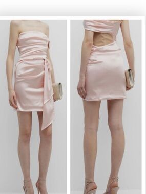 Halpern Women's Pink Off-The-Shoulder Draped Corset Mini Dress 42/10 NWT $2350